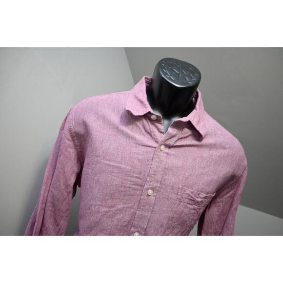 Banana Republic Linen Standard Fit Button Up Shirt Pink Long Sleeve Mens Large - Picture 4 of 7